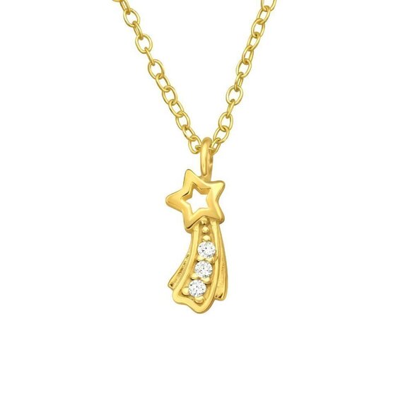 24k Gold Vermeil Dainty Shooting Star Necklace - Picture 1 of 10